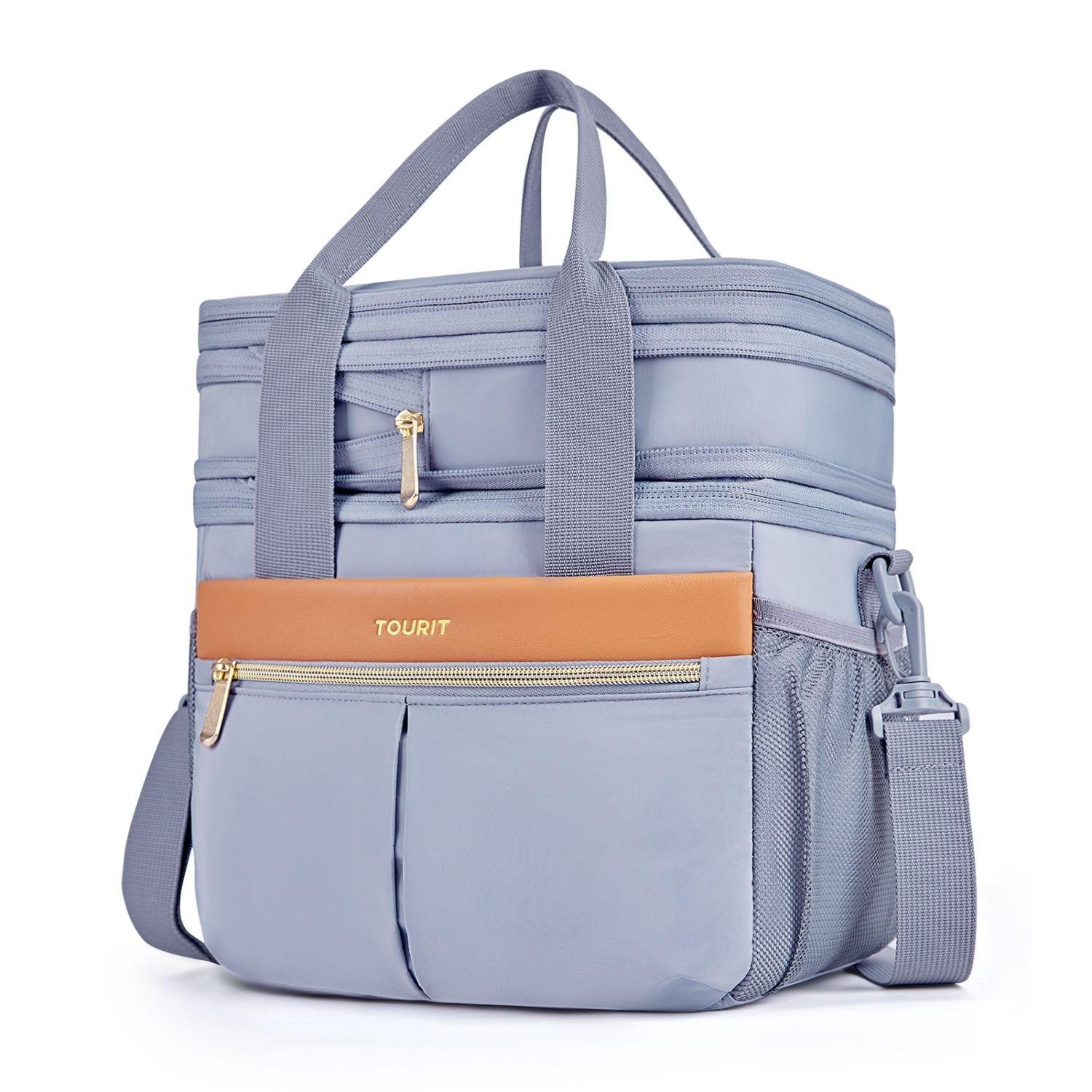 Tourit Lonchera Térmica Double Deck 23 latas 13L Expandible Gris-0
