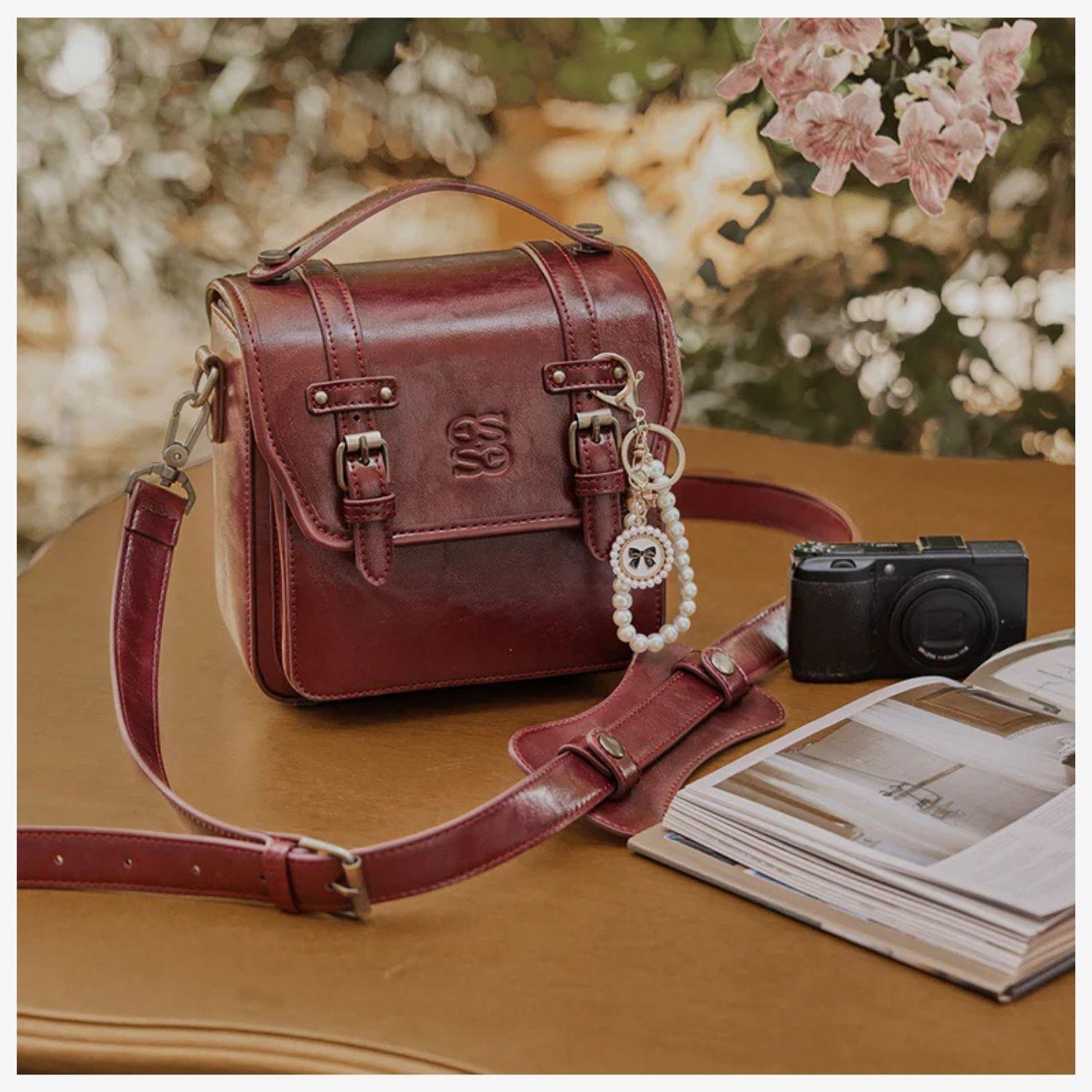 Ecosusi Bolso Vintage Clara Bandolera para Cámara Compacta Rojo Angola-7