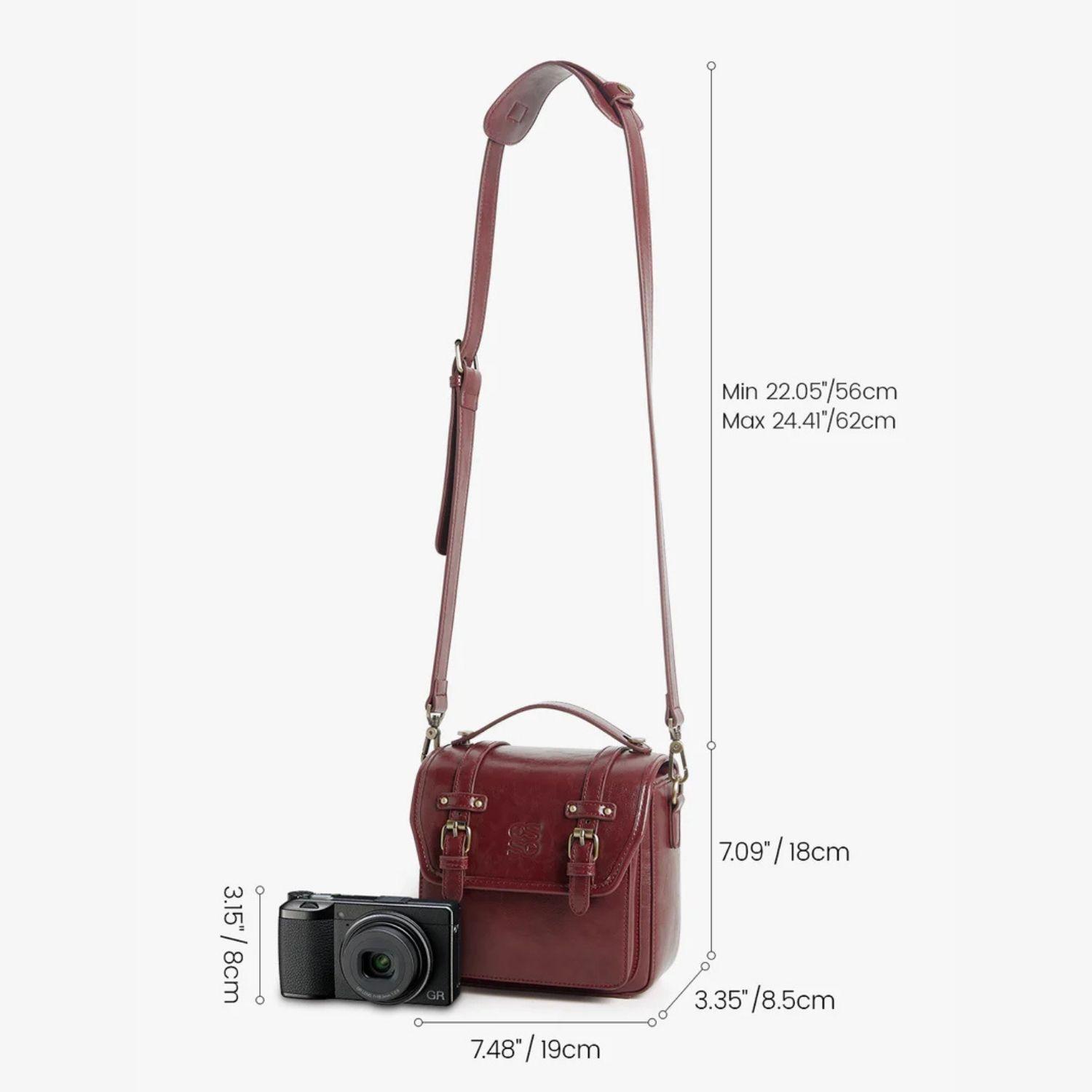 Ecosusi Bolso Vintage Clara Bandolera para Cámara Compacta Rojo Angola-2