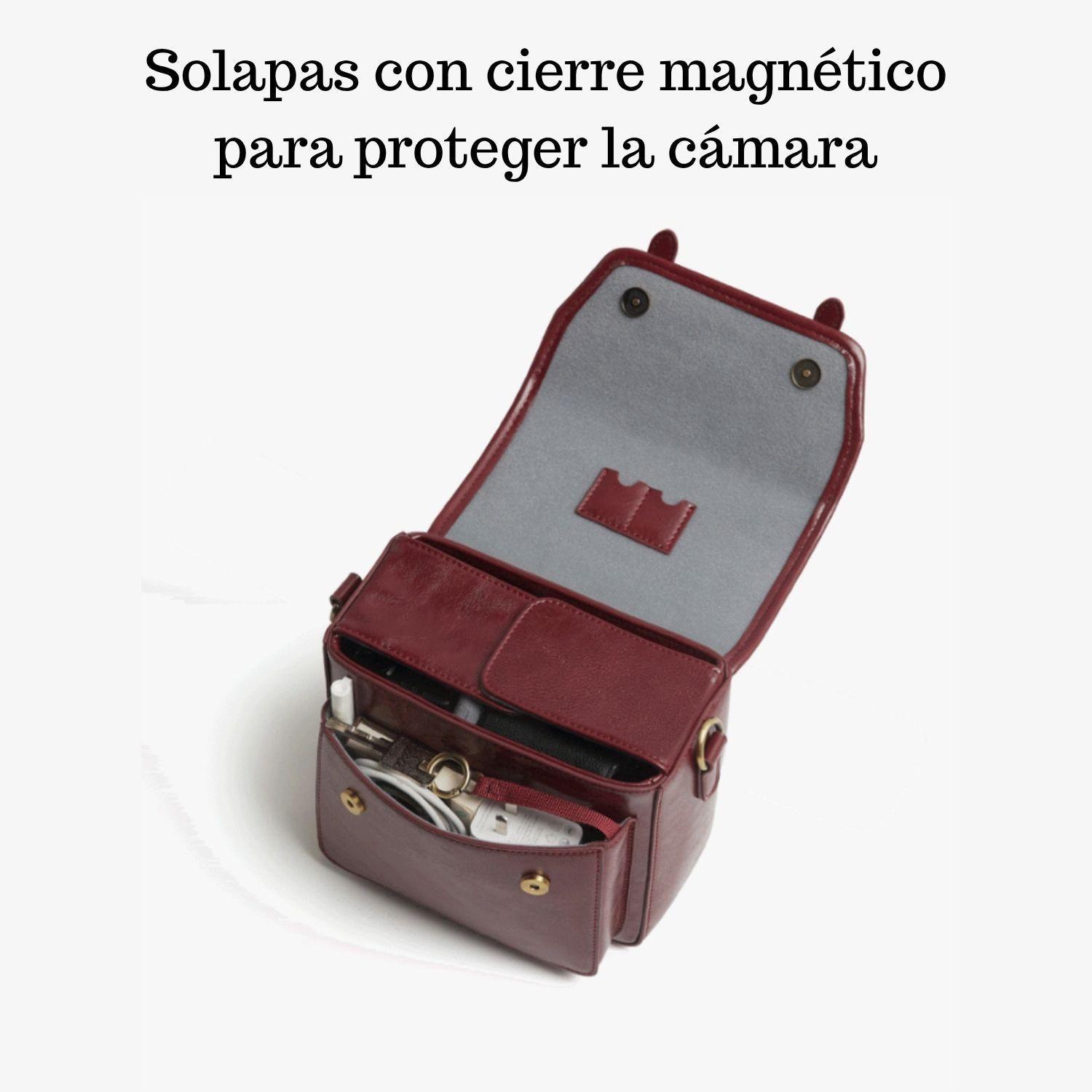 Ecosusi Bolso Vintage Clara Bandolera para Cámara Compacta Rojo Angola-3