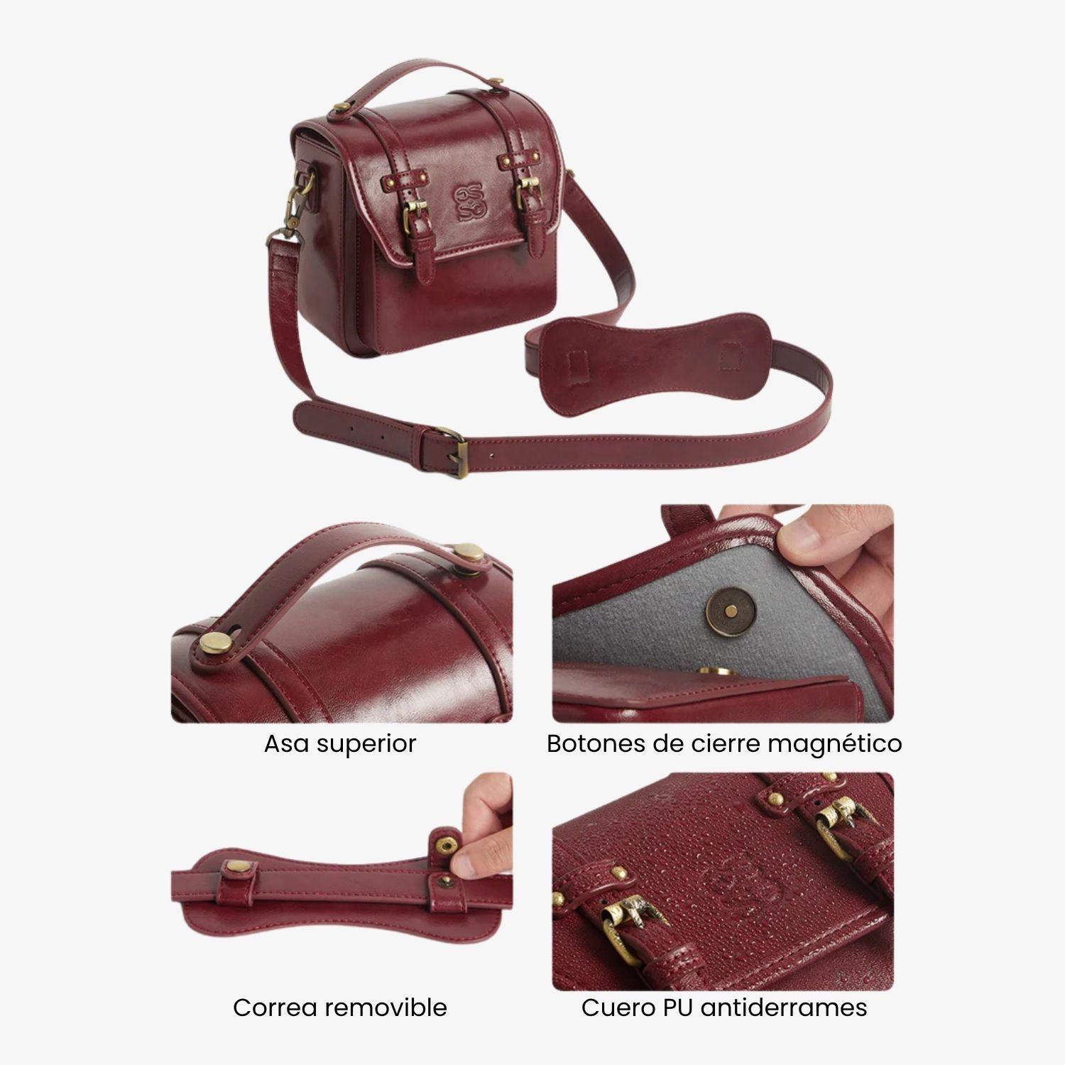 Ecosusi Bolso Vintage Clara Bandolera para Cámara Compacta Rojo Angola-5