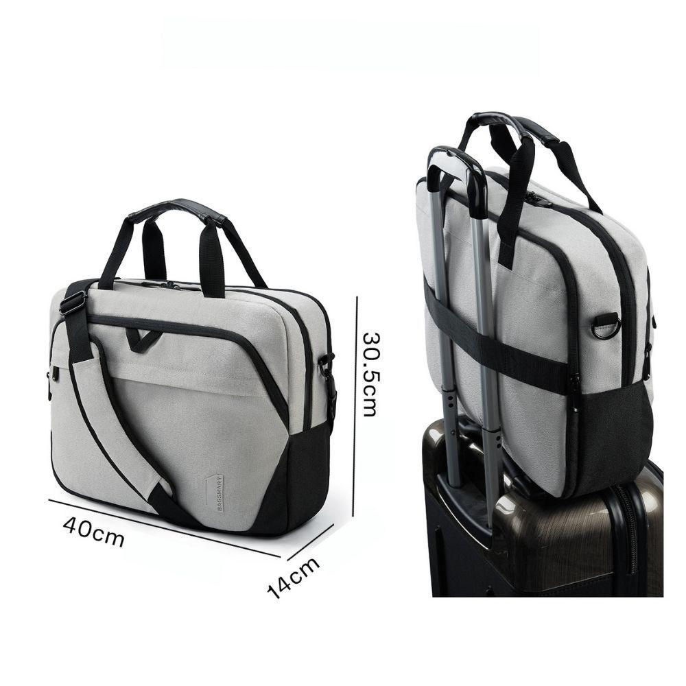 Bagsmart Maletín Falco para Notebook 15,6″ con Cierre Seguro Gris-2