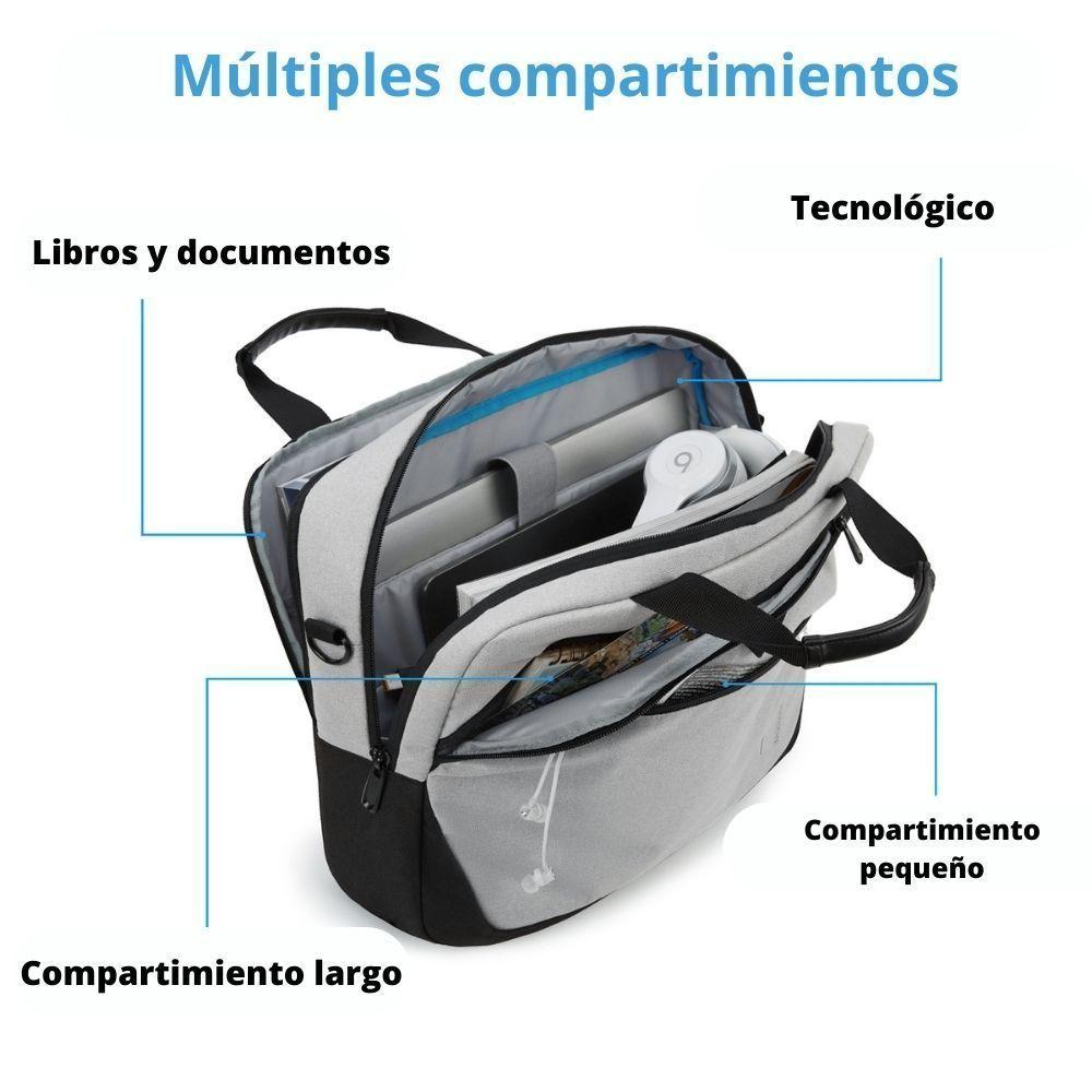 Bagsmart Maletín Falco para Notebook 15,6″ con Cierre Seguro Gris-3