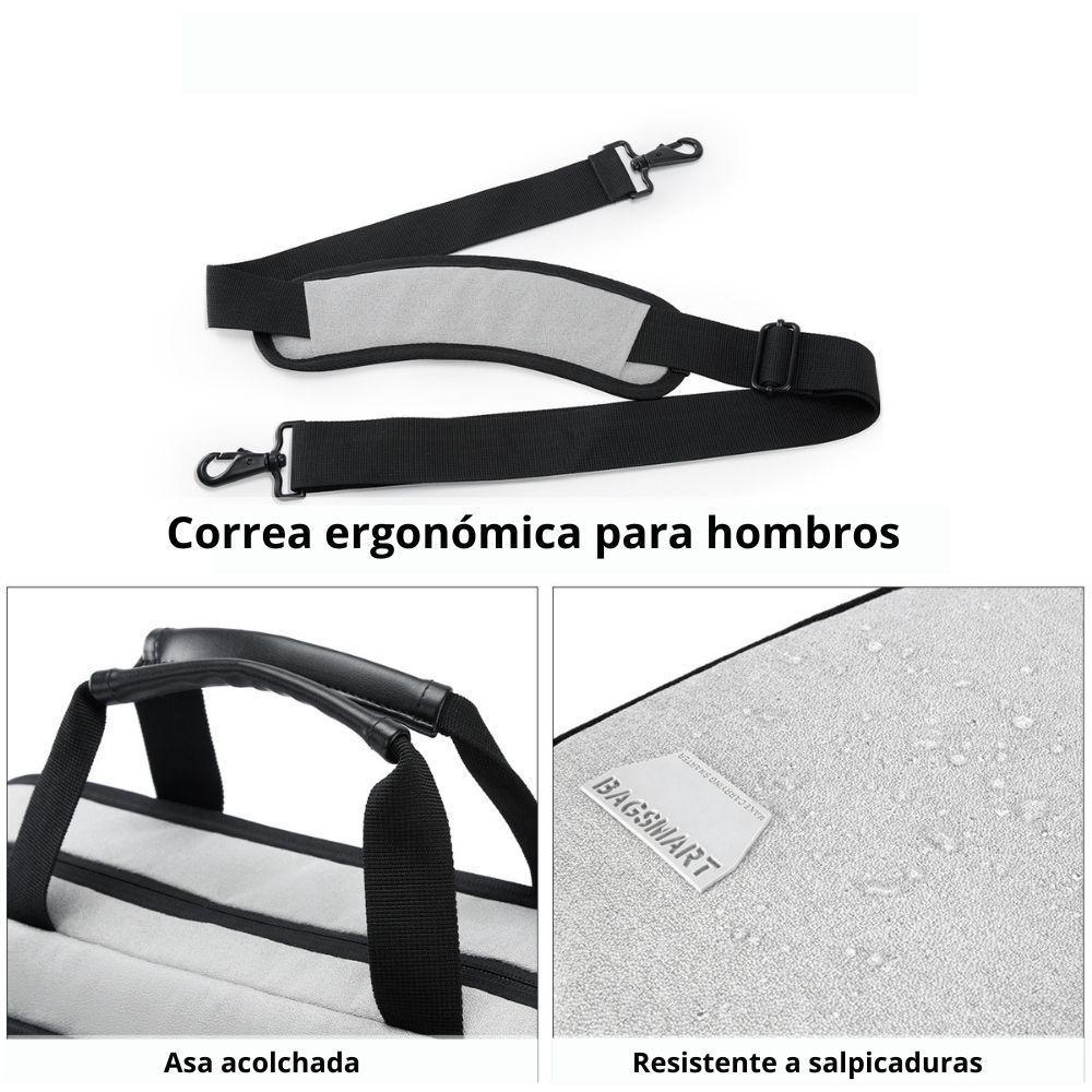 Bagsmart Maletín Falco para Notebook 15,6″ con Cierre Seguro Gris-4