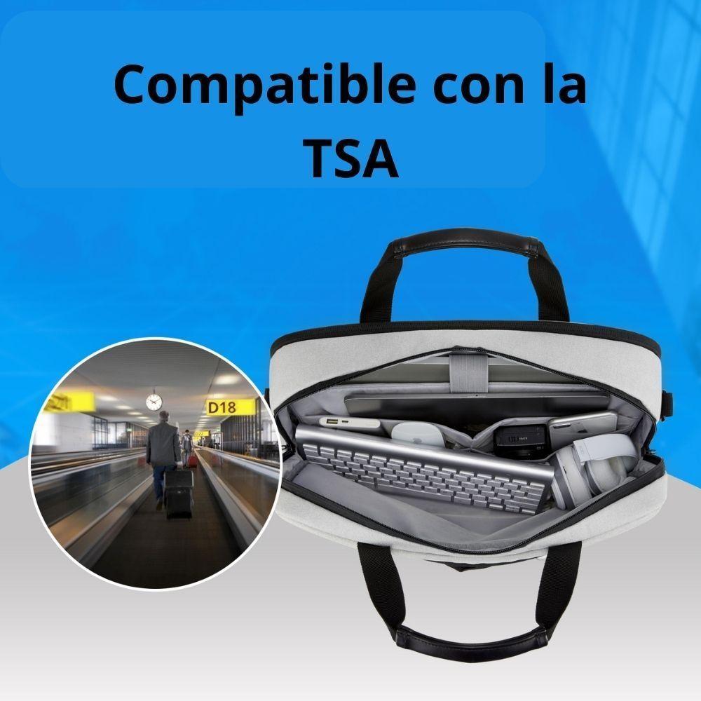 Bagsmart Maletín Falco para Notebook 15,6″ con Cierre Seguro Gris-5