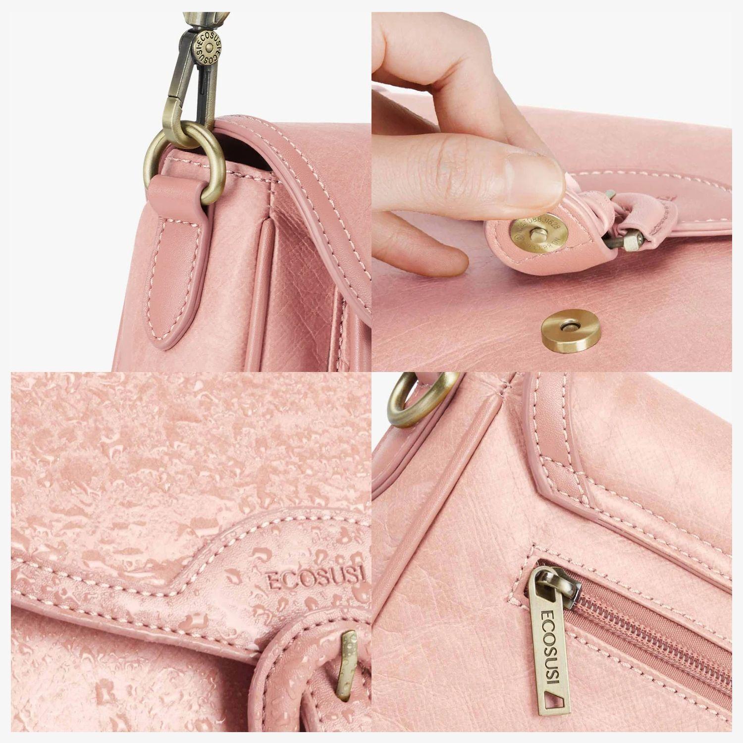 Ecosusi Cartera Bandolera Evelina de Papel Lavable Ecológico Rosado-7