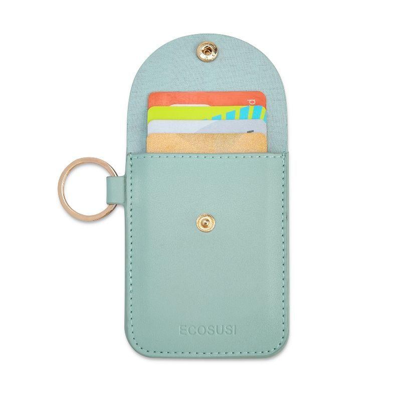 Ecosusi Llavero de Pulsera con Billetera y Estuche para Labial - Verde Menta-3
