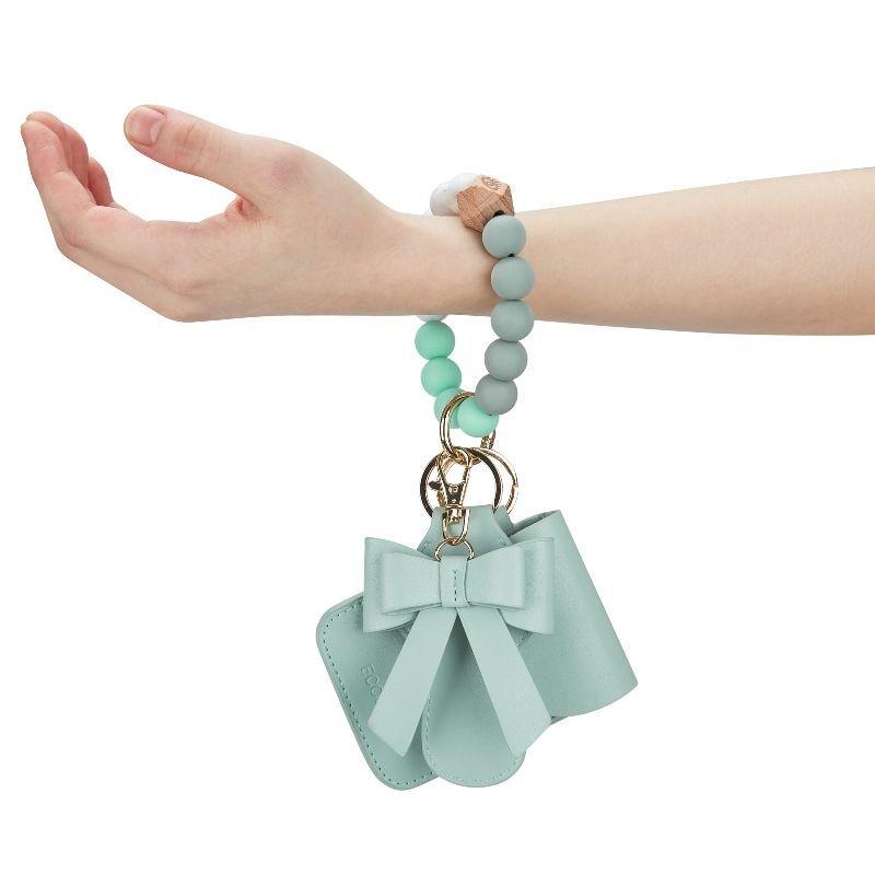Ecosusi Llavero de Pulsera con Billetera y Estuche para Labial - Verde Menta-4