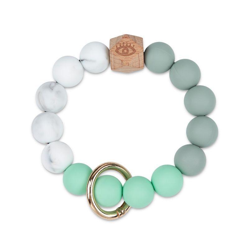 Ecosusi Llavero de Pulsera con Billetera y Estuche para Labial - Verde Menta-5