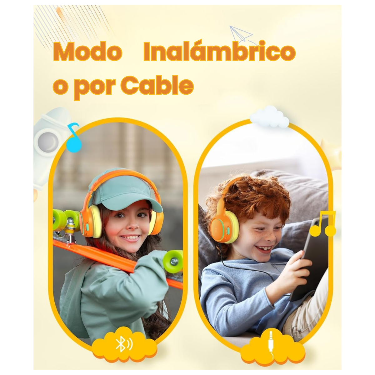 Tronsmart Audífonos Inalámbricos KH03 para Niños Naranja-1