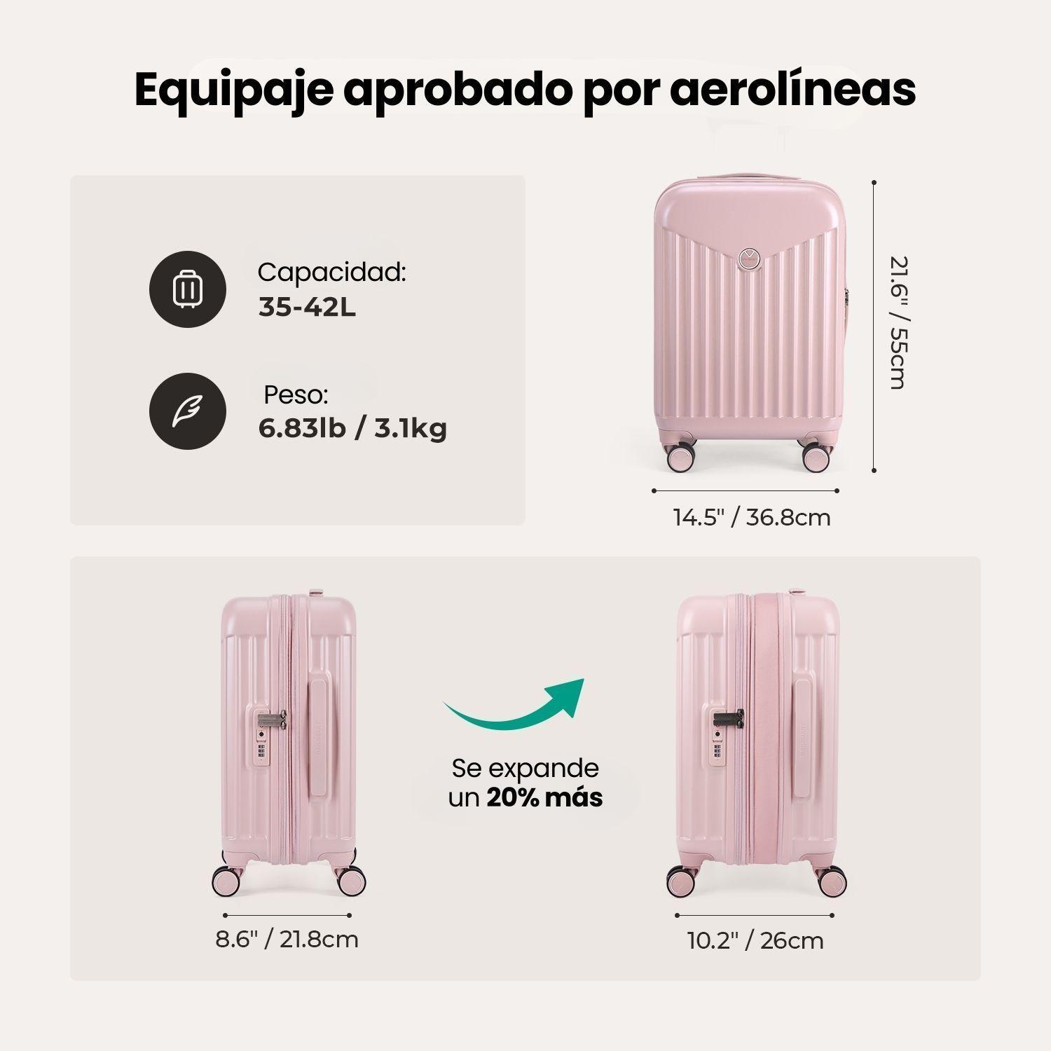 Bagsmart Maleta de Mano Odyssey Expandible 35L – 42L Rosado-5