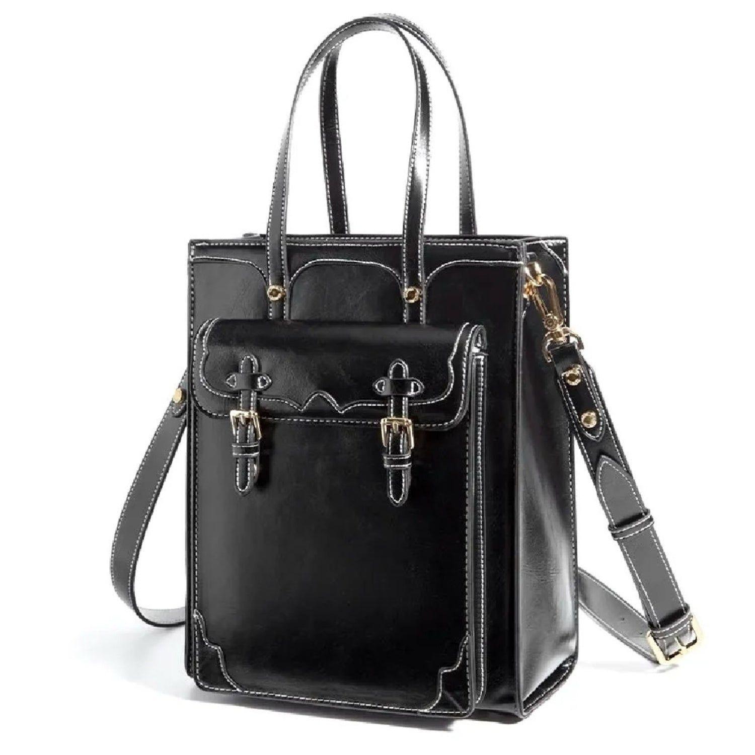 Ecosusi Bolso Bandolera Tote Evelyn Retro de 7.6L para 11" Negro-0