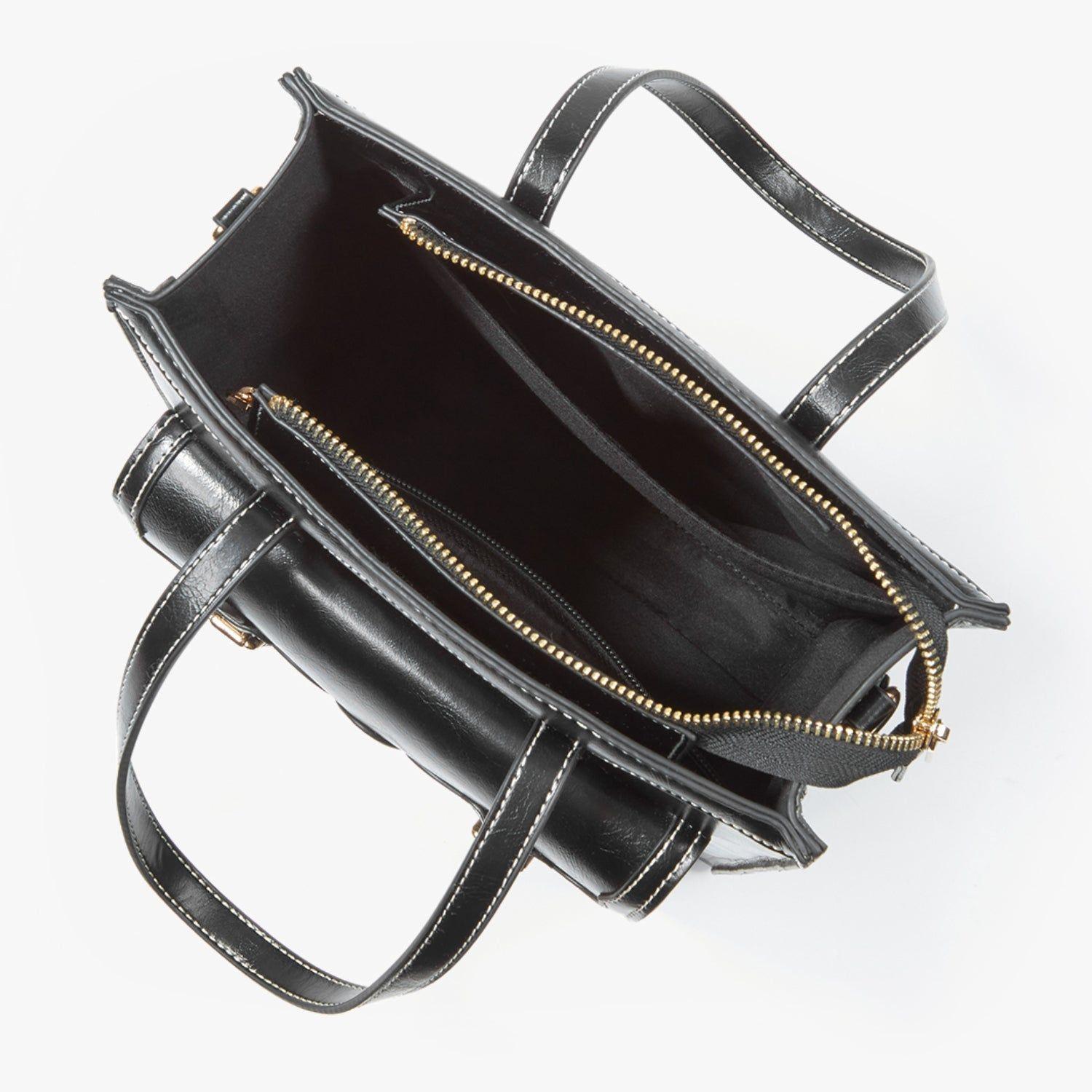 Ecosusi Bolso Bandolera Tote Evelyn Retro de 7.6L para 11" Negro-6