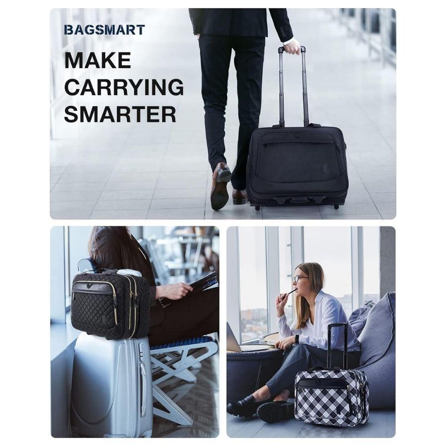 Bagsmart Maletín Viajero con Ruedas Motiv 17.3" - Negro Tejido-7
