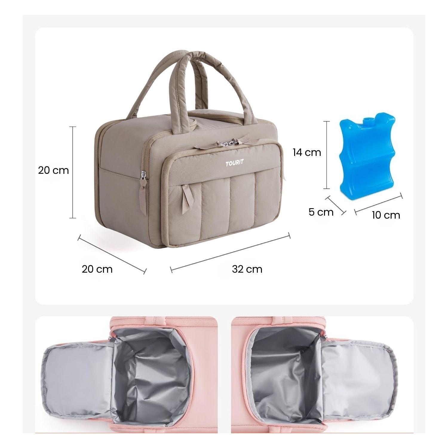 Tourit Lonchera Térmica Puffy 8.5L Hielo Reusable Marrón-3