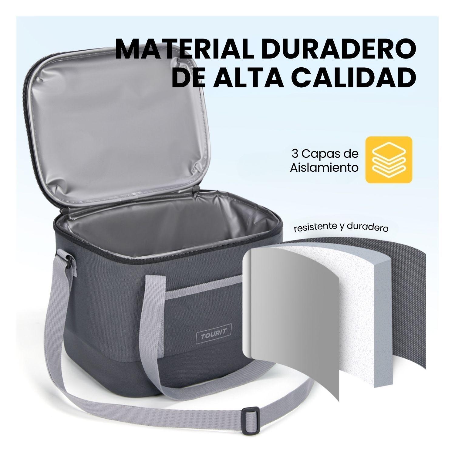 Tourit Bolso Cooler Térmico Daily 16 latas 12L Impermeable Gris Oscuro-4