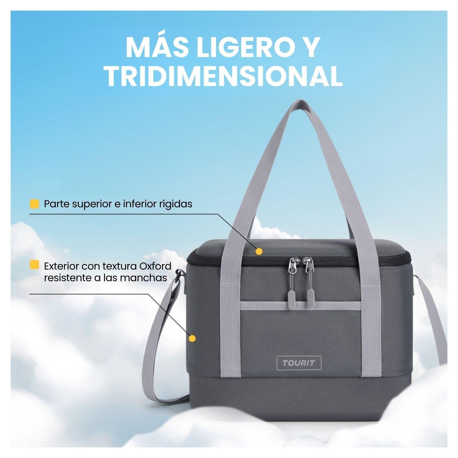 Tourit Bolso Cooler Térmico Daily 16 latas 12L Impermeable Gris Oscuro-5