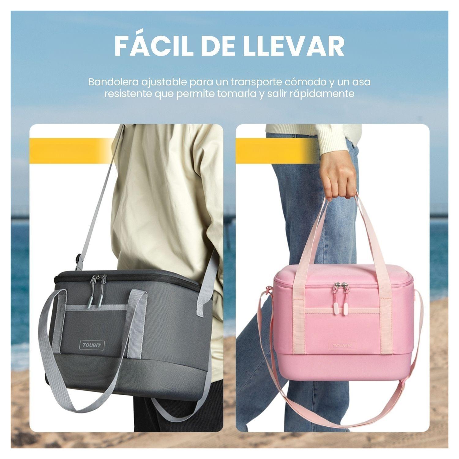 Tourit Bolso Cooler Térmico Daily 16 latas 12L Impermeable Gris Oscuro-6