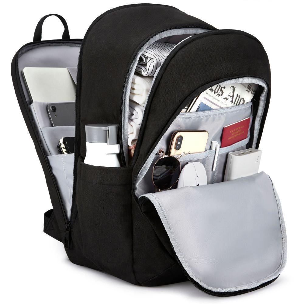 Bagsmart Mochila de viaje para notebook de 15.6"- Negro Completo-4