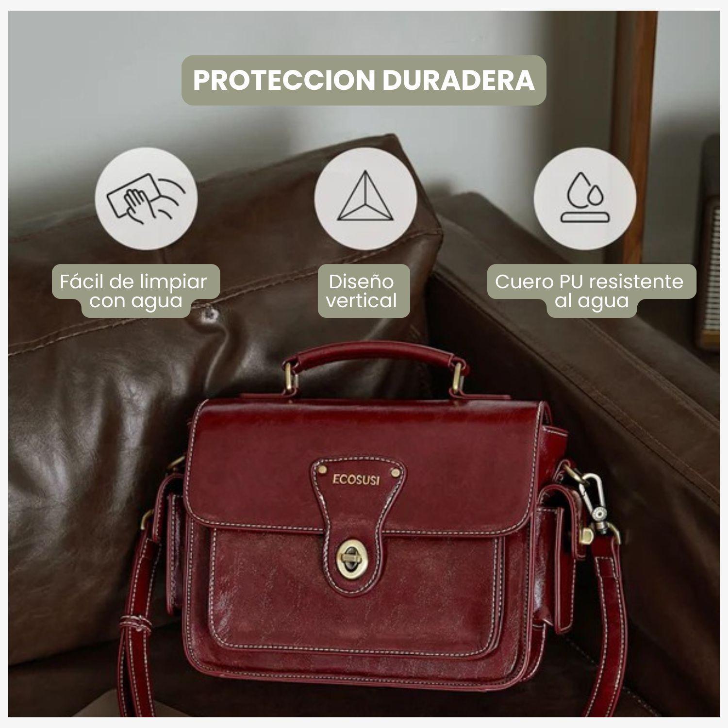 Ecosusi Bolso Mensajero Alison de Cuero Vegano Rojo Angola-4