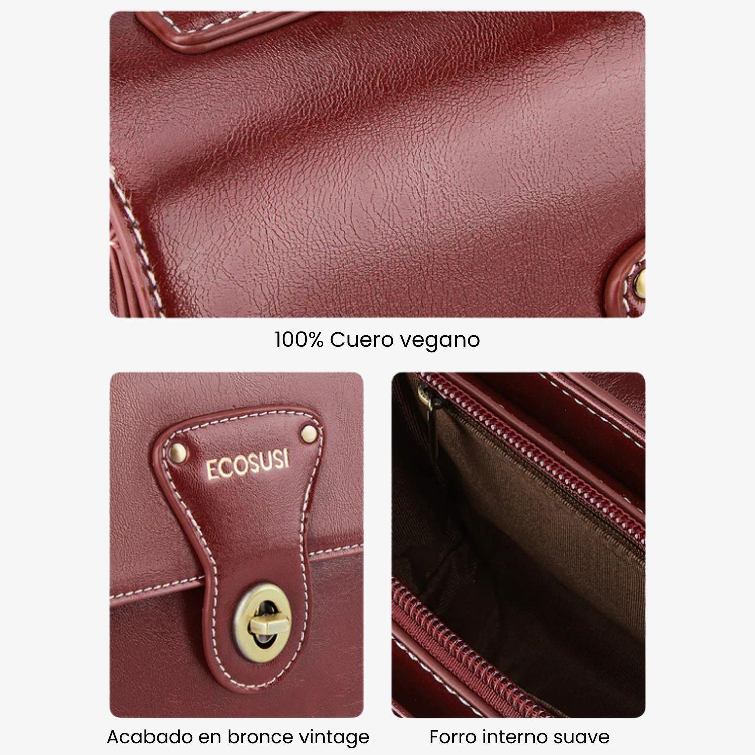 Ecosusi Bolso Mensajero Alison de Cuero Vegano Rojo Angola-5