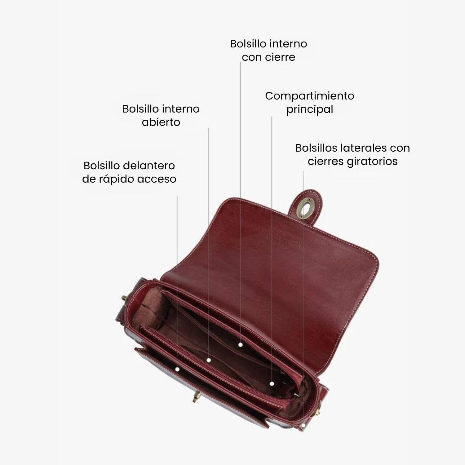 Ecosusi Bolso Mensajero Alison de Cuero Vegano Rojo Angola-6