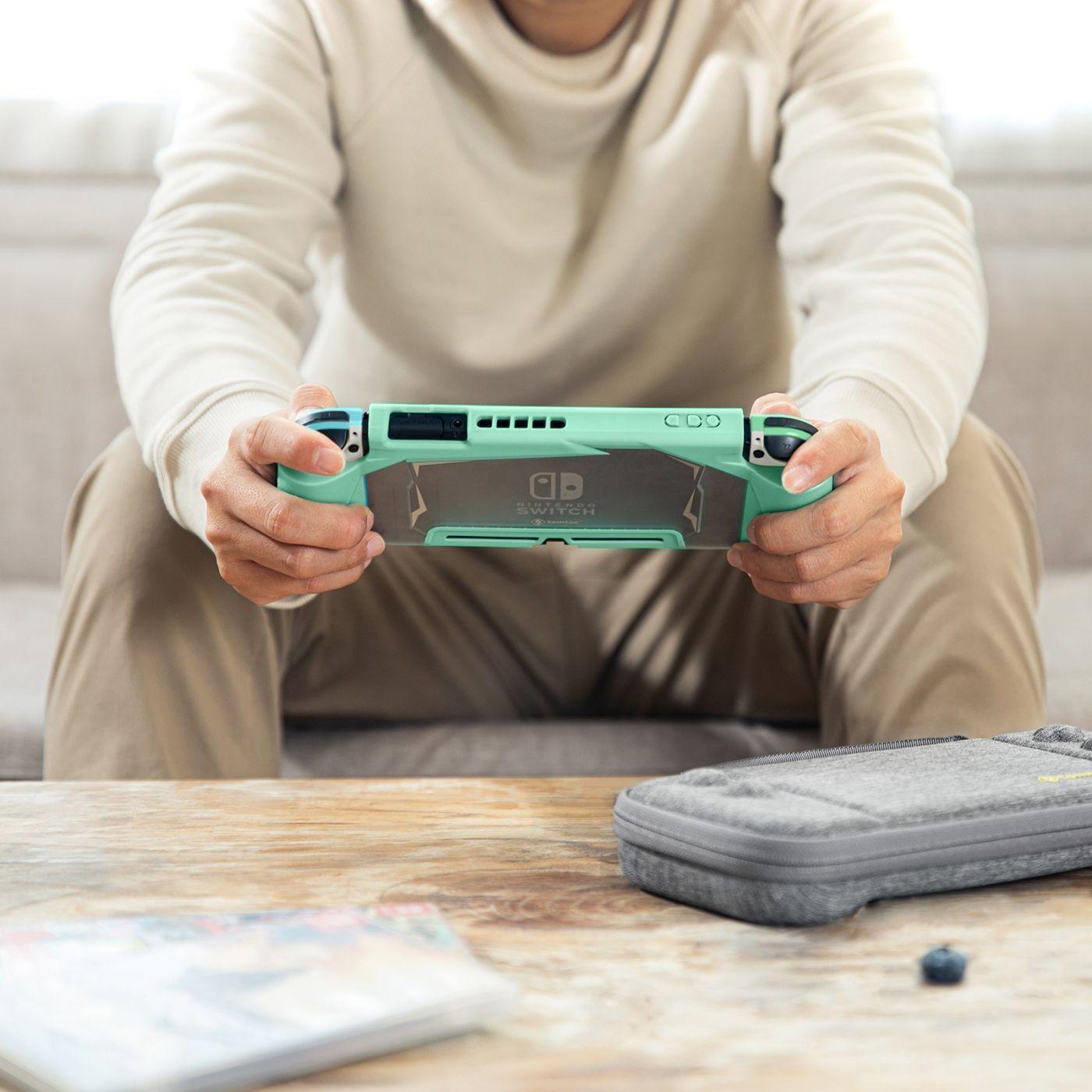 Tomtoc Estuche con agarre acoplable para Nintendo Switch - Verde-5