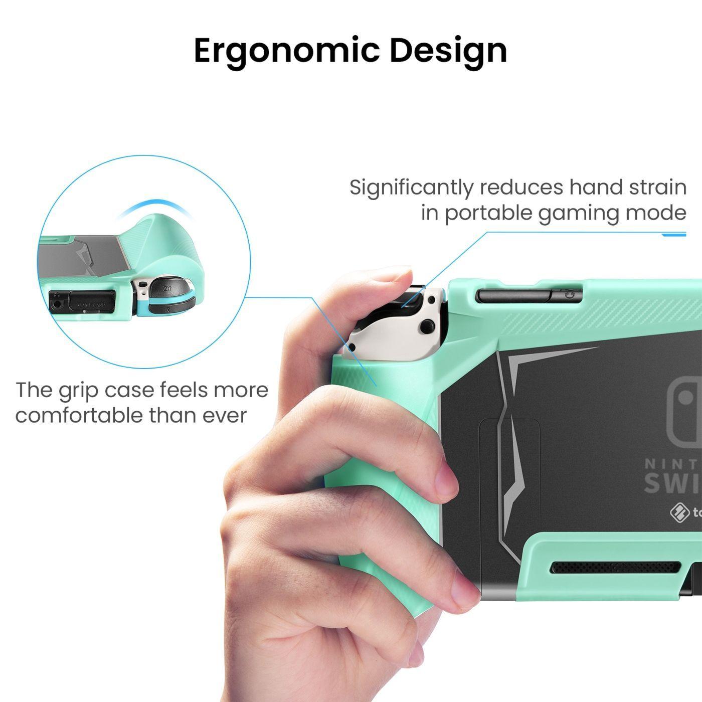 Tomtoc Estuche con agarre acoplable para Nintendo Switch - Verde-4