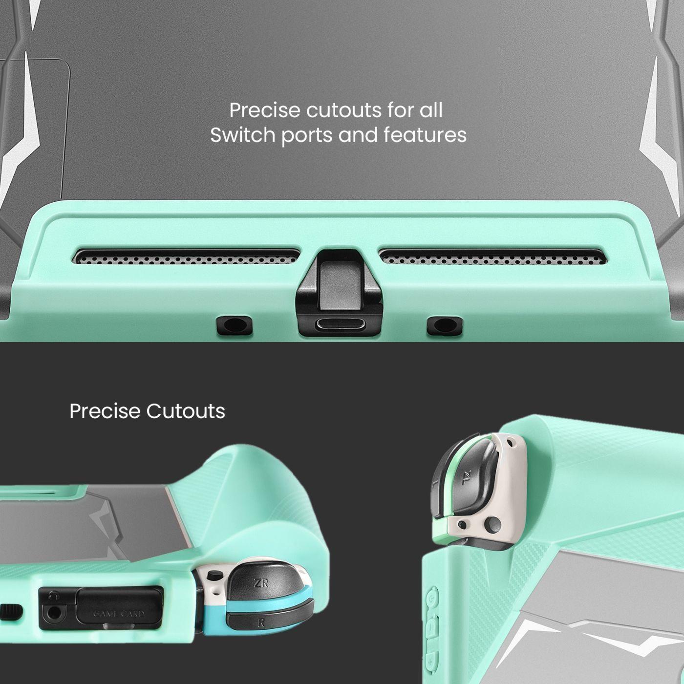 Tomtoc Estuche con agarre acoplable para Nintendo Switch - Verde-3