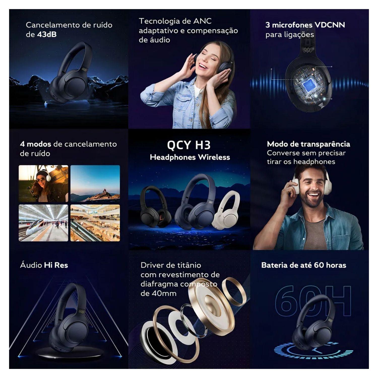 QCY H3 Audífonos Inalámbricos Cancelación de Ruidos Naranja-3