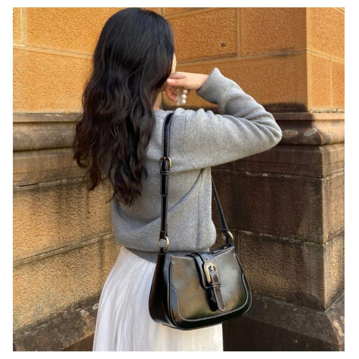 Ecosusi Cartera Vintage Alison de Uso Diario - Negro-2