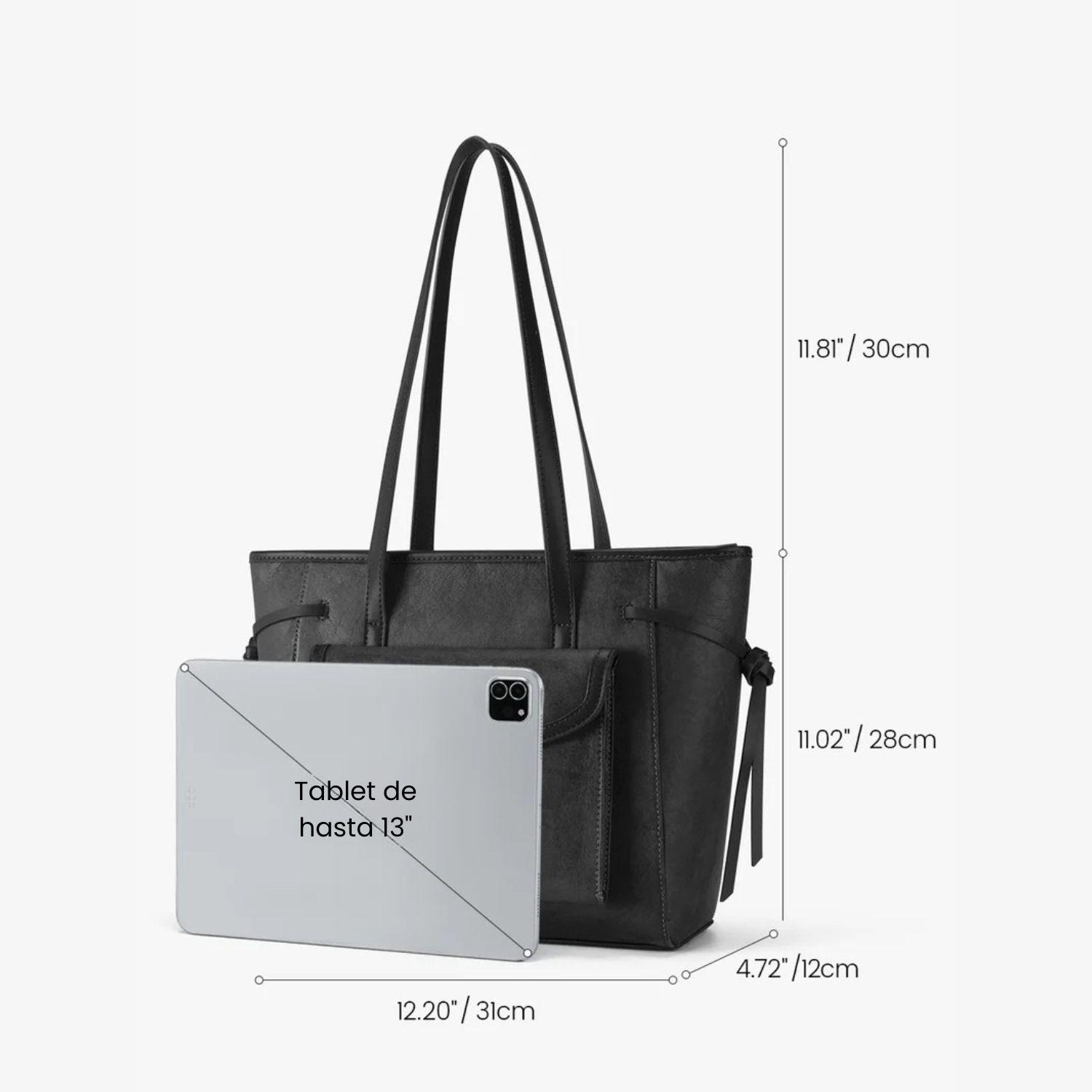 Ecosusi Bolso Tote Evelina de Papel Lavable 14L para 13" Negro-2