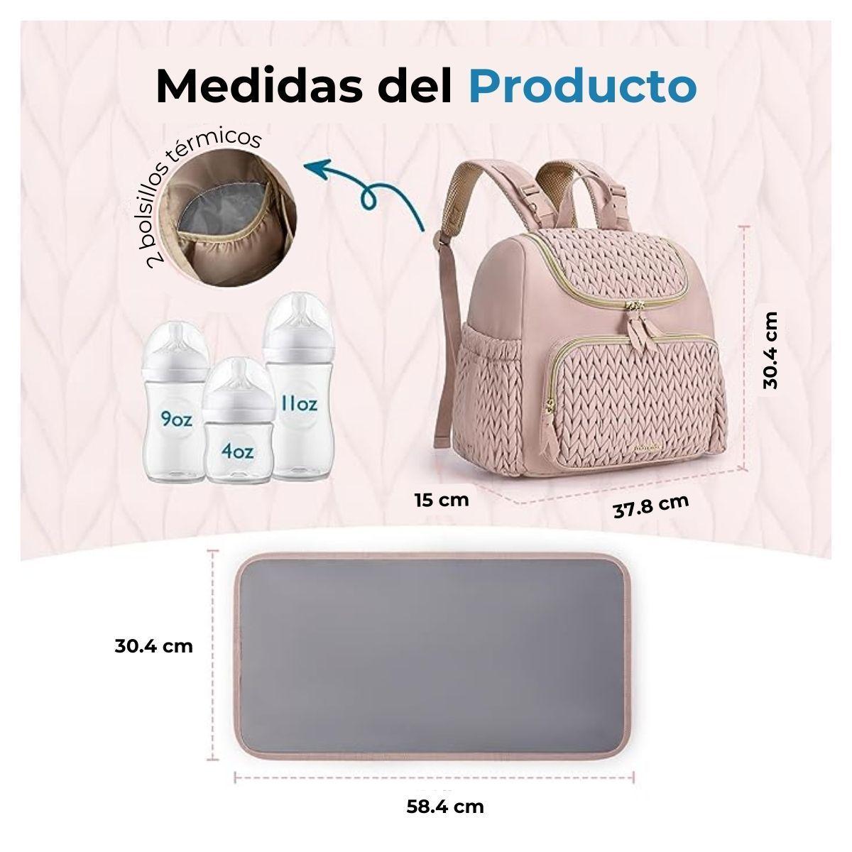 Mommore Mochila Pañalera Pqña Bolsillos Térm Rosa-3