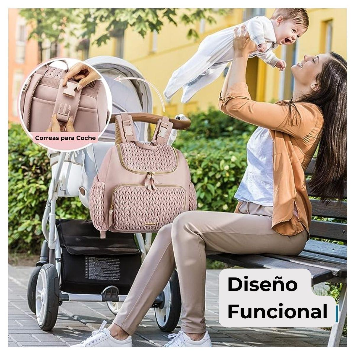 Mommore Mochila Pañalera Pqña Bolsillos Térm Rosa-4