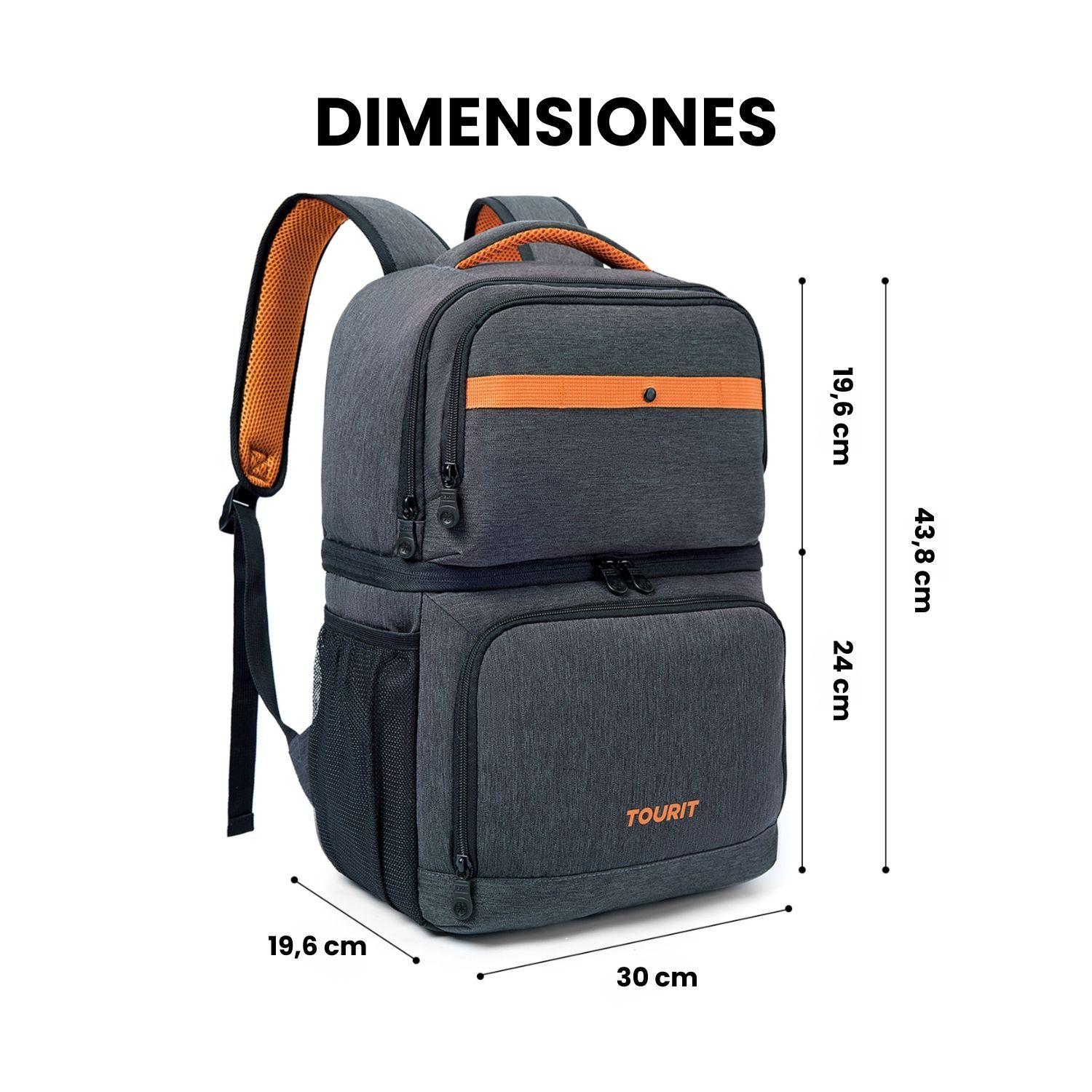 Tourit Mochila Térmica Double Deck 30 latas 28L Impermeable Gris Oscuro-3