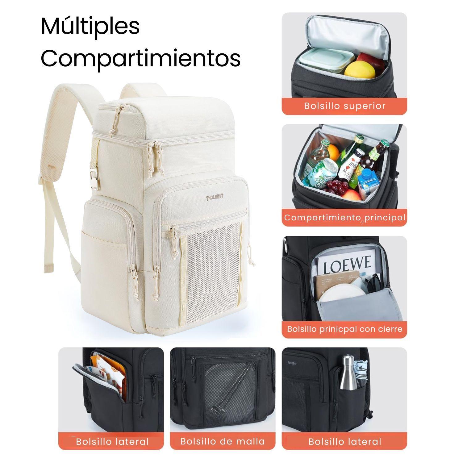 Tourit Mochila Térmica Outdoor 30 latas 28L Impermeable Beige-5