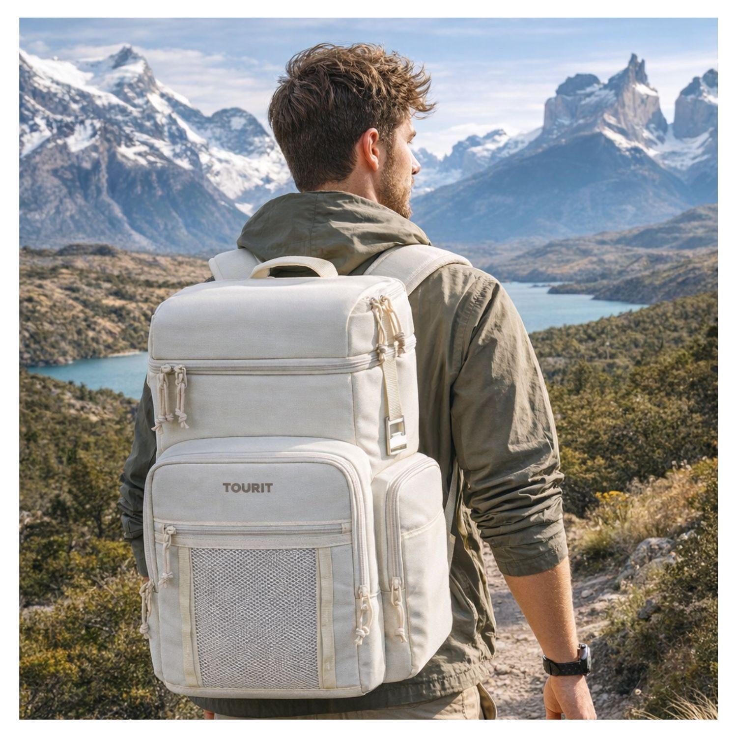 Tourit Mochila Térmica Outdoor 30 latas 28L Impermeable Beige-6
