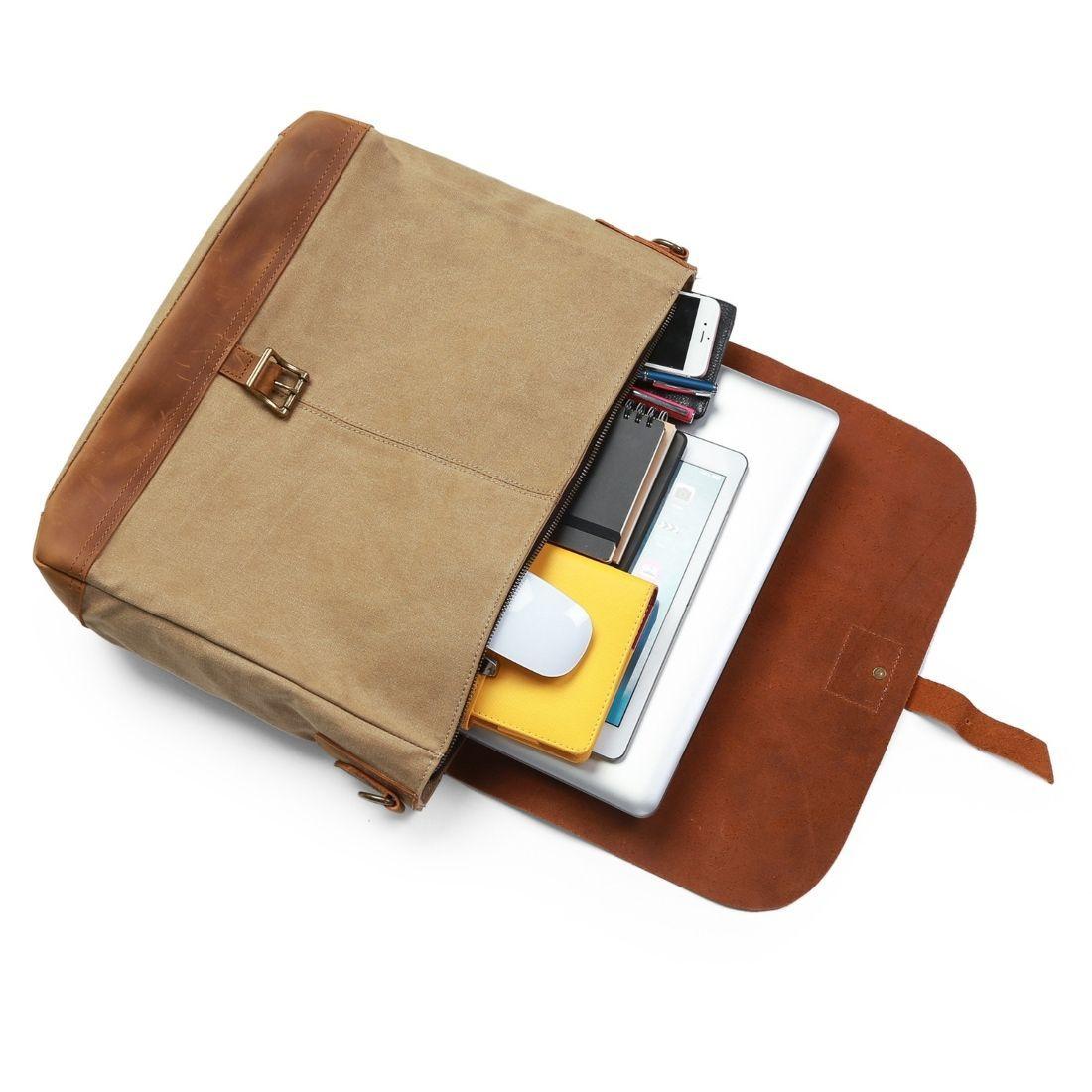 ECOSUSI MALETÍN VINTAGE PARA LAPTOP DE 15.6" - HOMBRE BEIGE-2