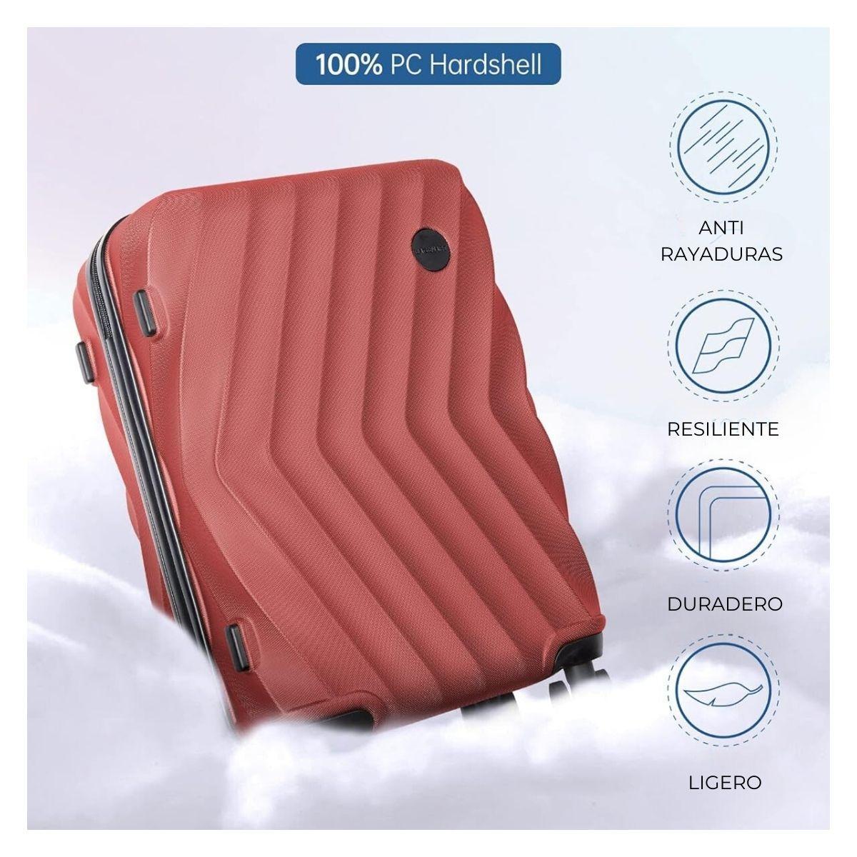 Bagsmart Maleta de Mano Globetrotter 21″ Rígida 35 L Rojo Vino-3