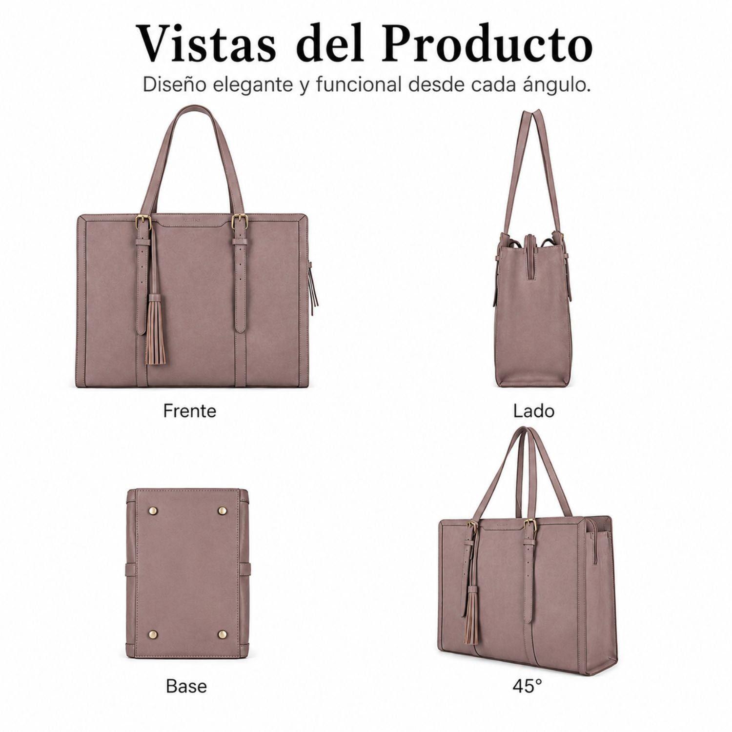 Ecosusi Bolso Tote de Oficina para Notebook 15.6'' con Cierre Magnético Lila-2
