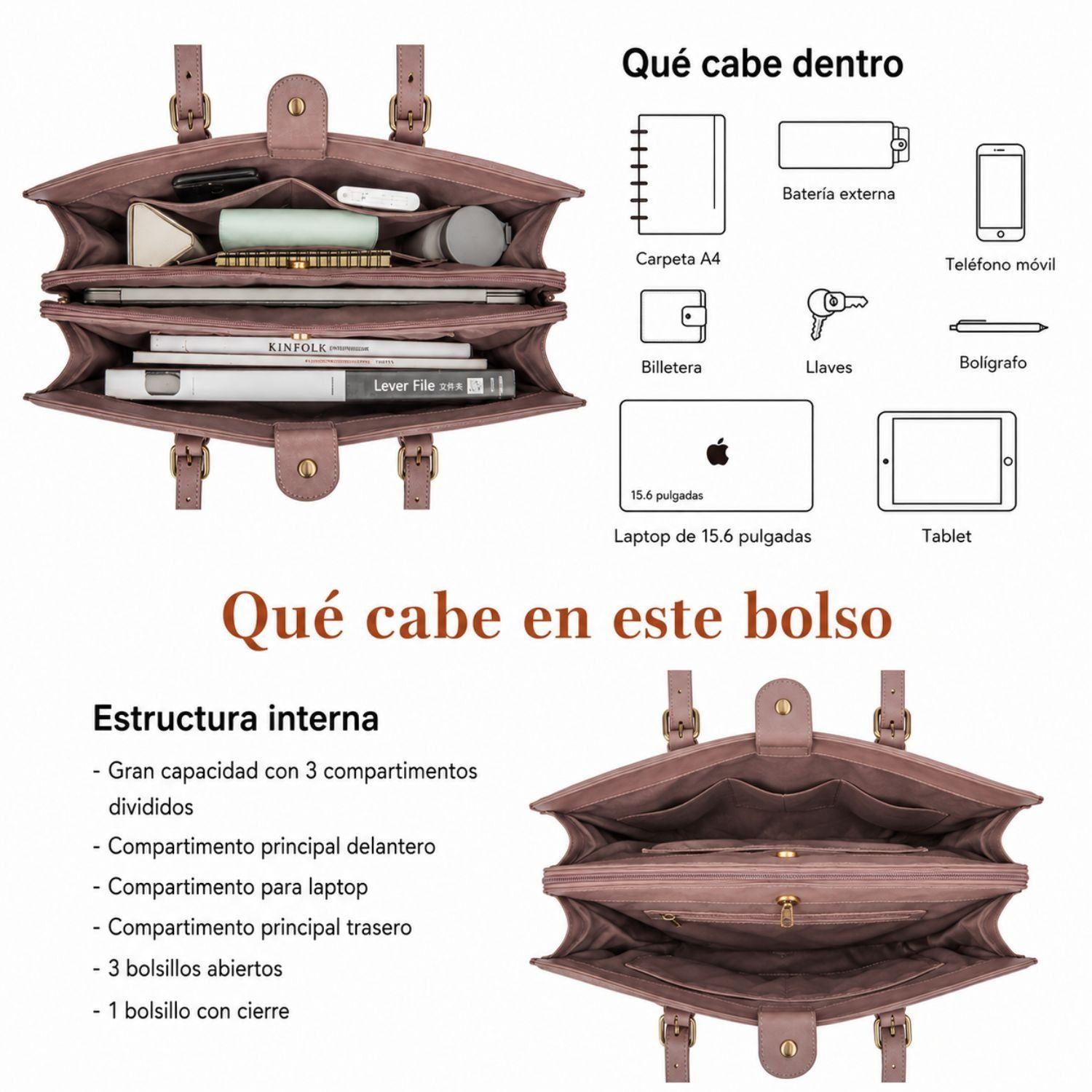 Ecosusi Bolso Tote de Oficina para Notebook 15.6'' con Cierre Magnético Lila-3