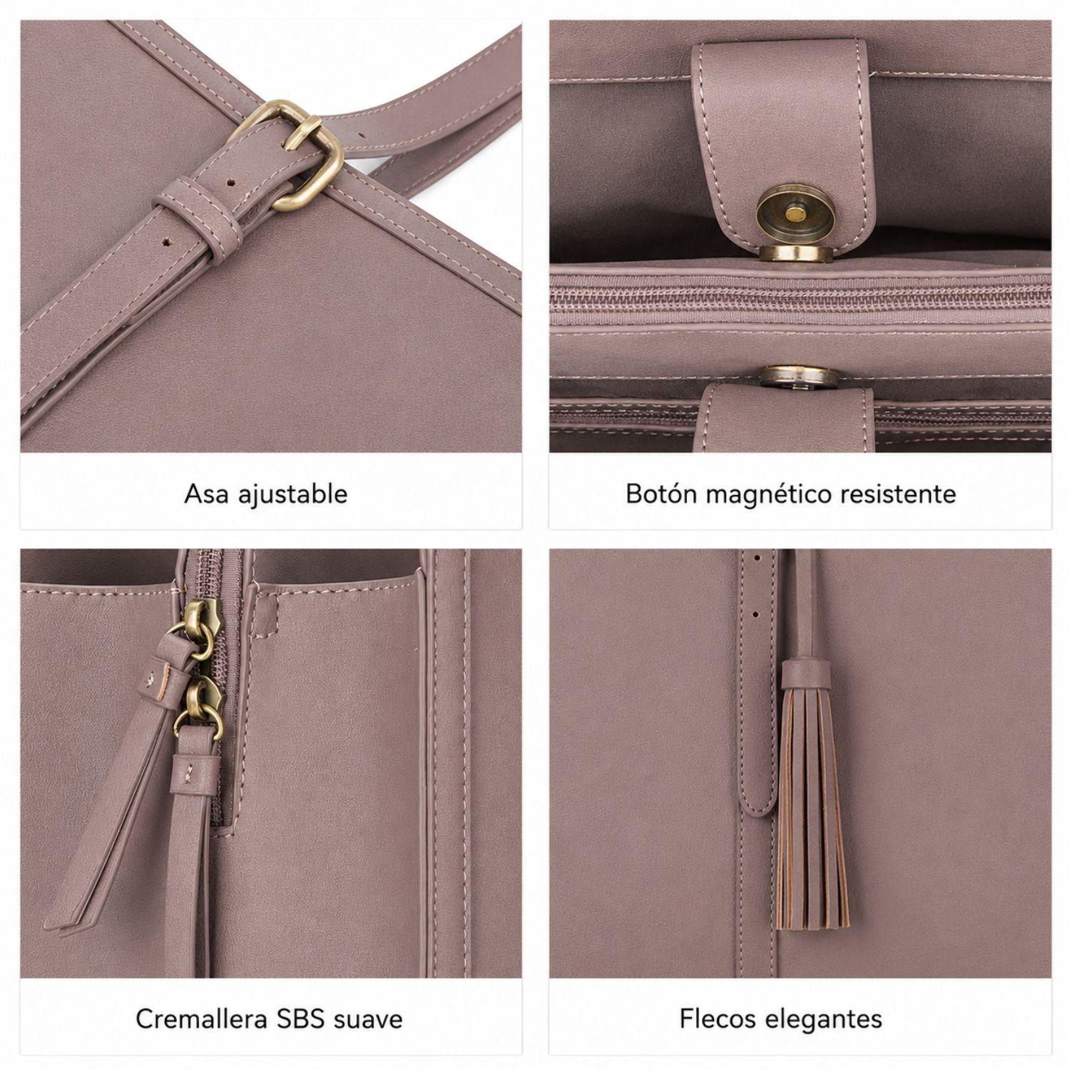Ecosusi Bolso Tote de Oficina para Notebook 15.6'' con Cierre Magnético Lila-4