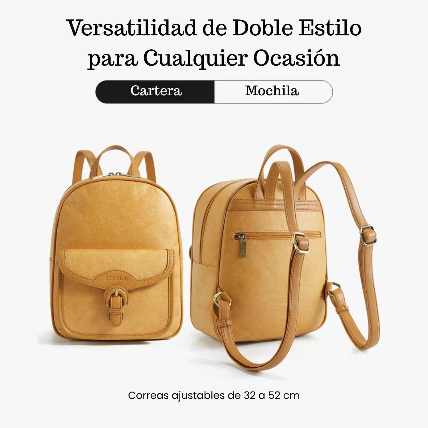 Ecosusi Mini Mochila Evelina de Papel Lavable Ecológico 11" Ámbar-3