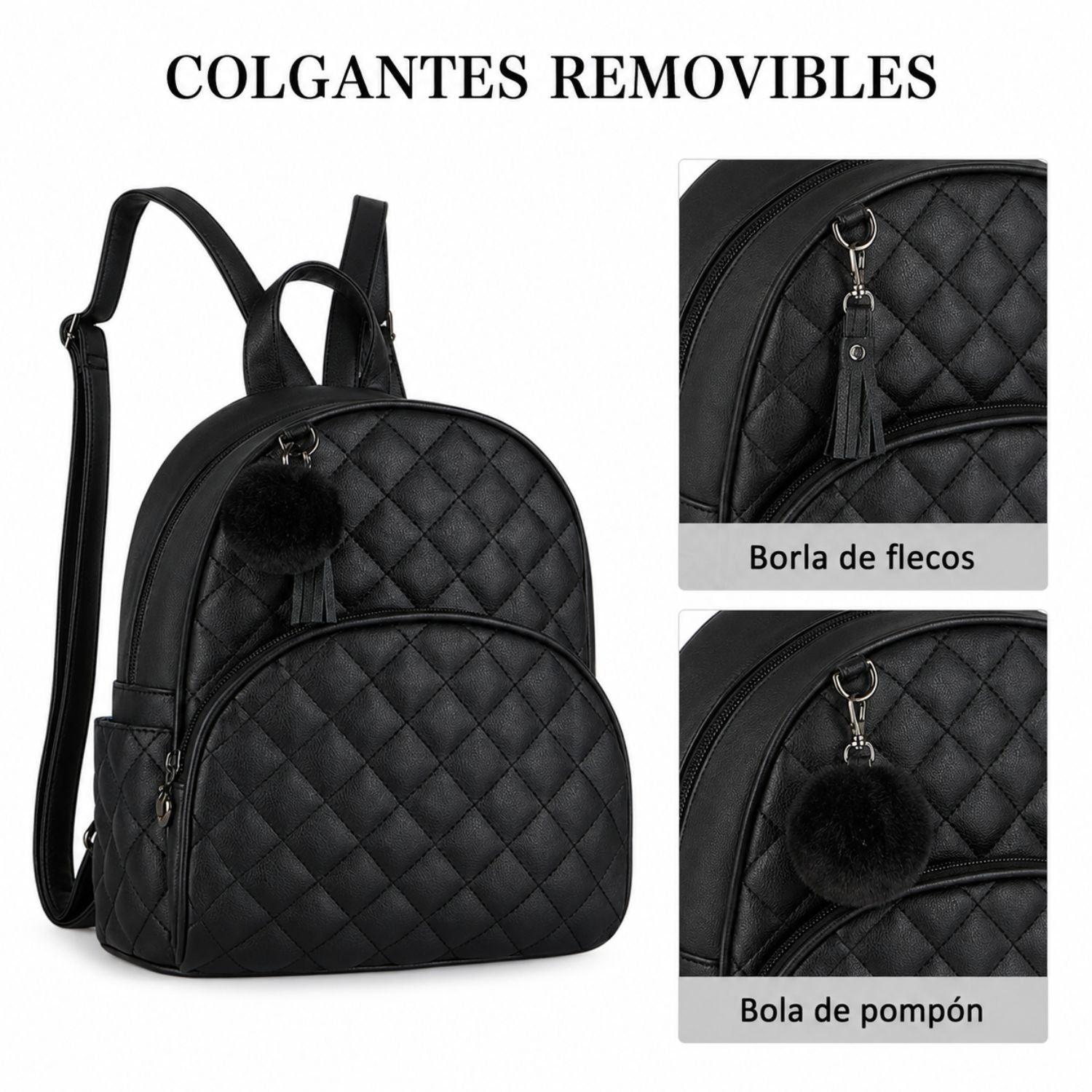 Ecosusi Mini Mochila Juvenil Acolchada para 9,7" Negro-3