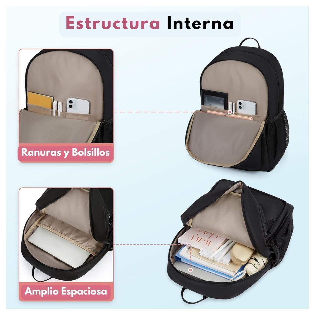 Mommore Mochila Escolar Grande 3 Compartimientos 20L - Negro-4