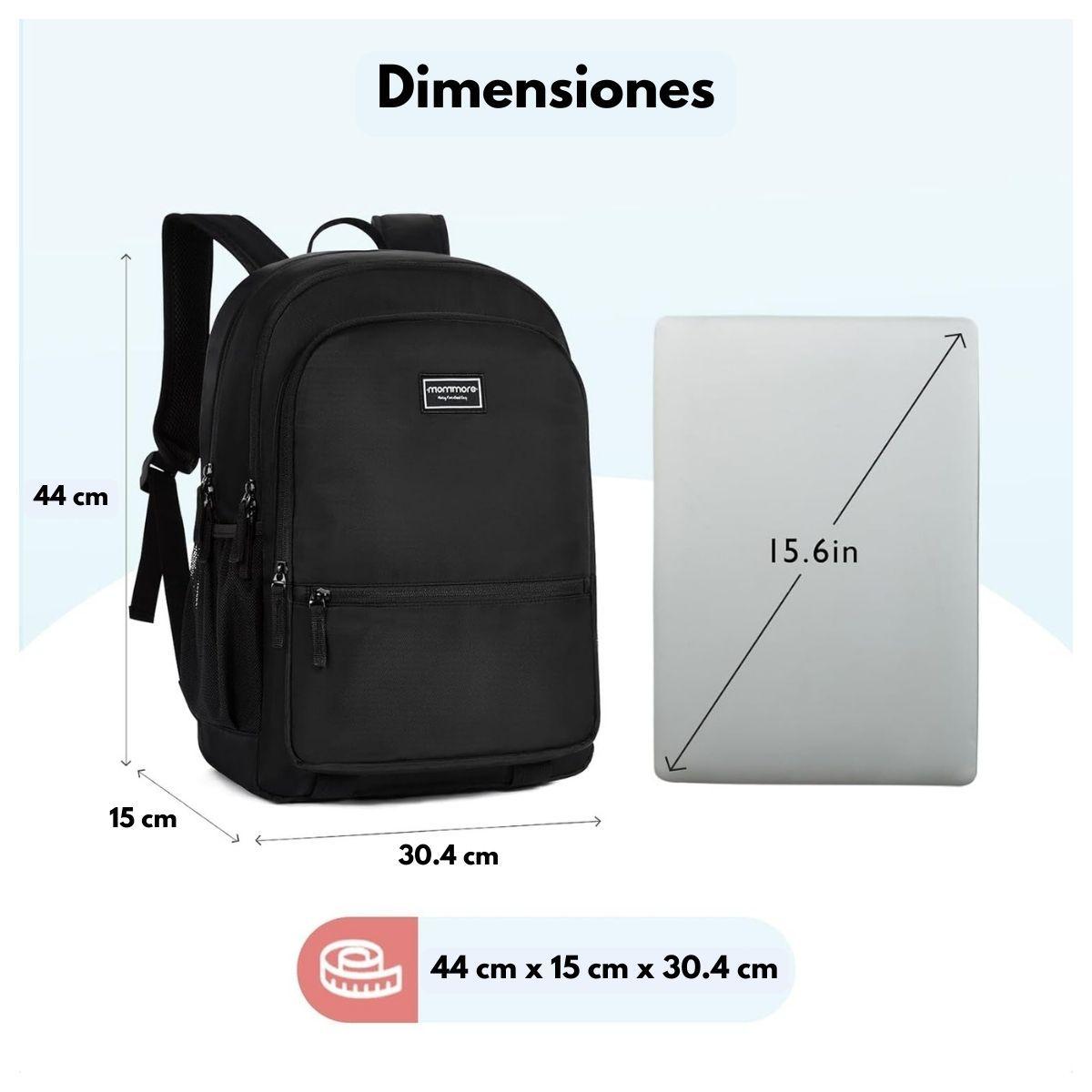 Mommore Mochila Escolar Grande 3 Compartimientos 20L - Negro-5