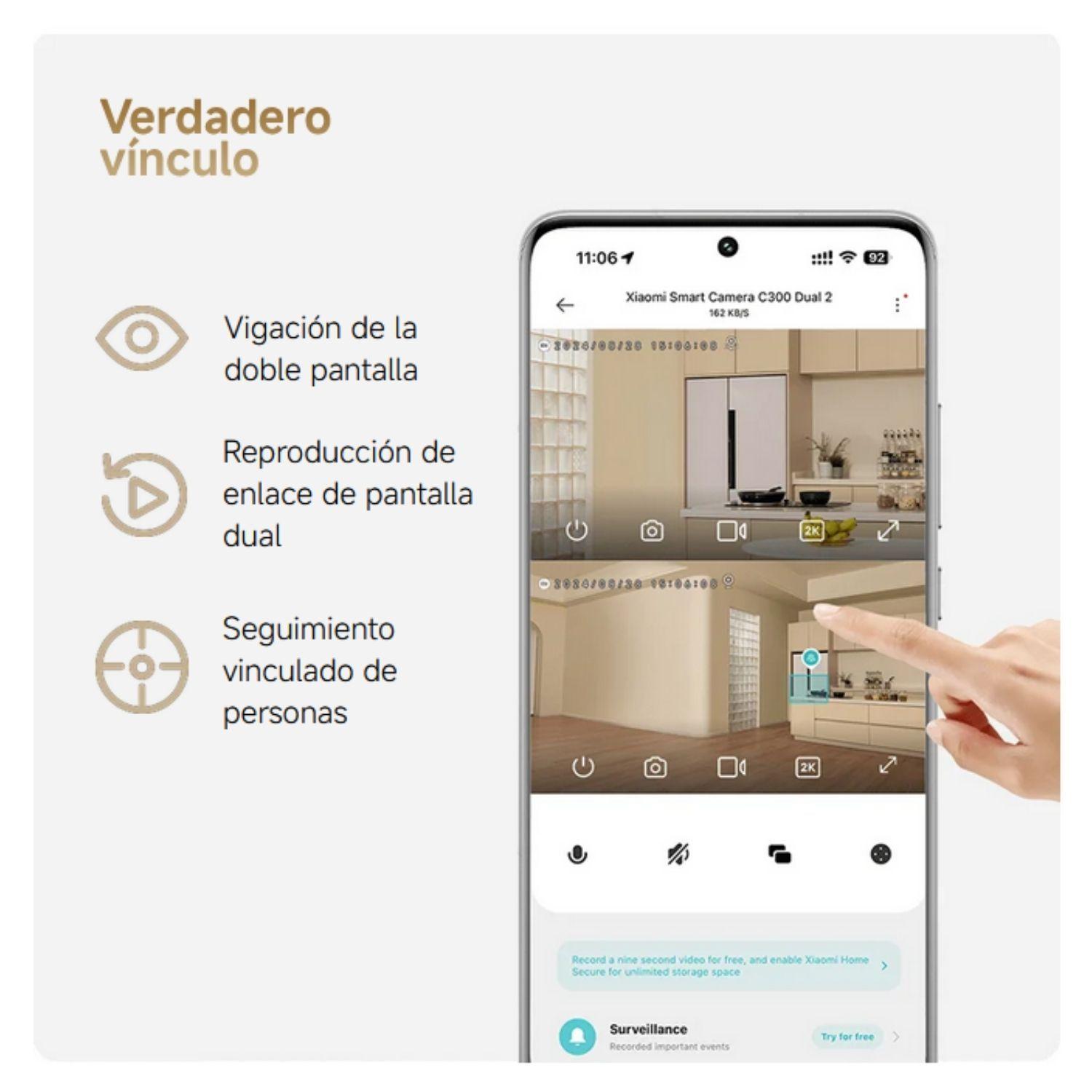 Xiaomi Cámara de Seguridad C300 Dual Doble lente de 3 MP WiFi 6 Blanco-4