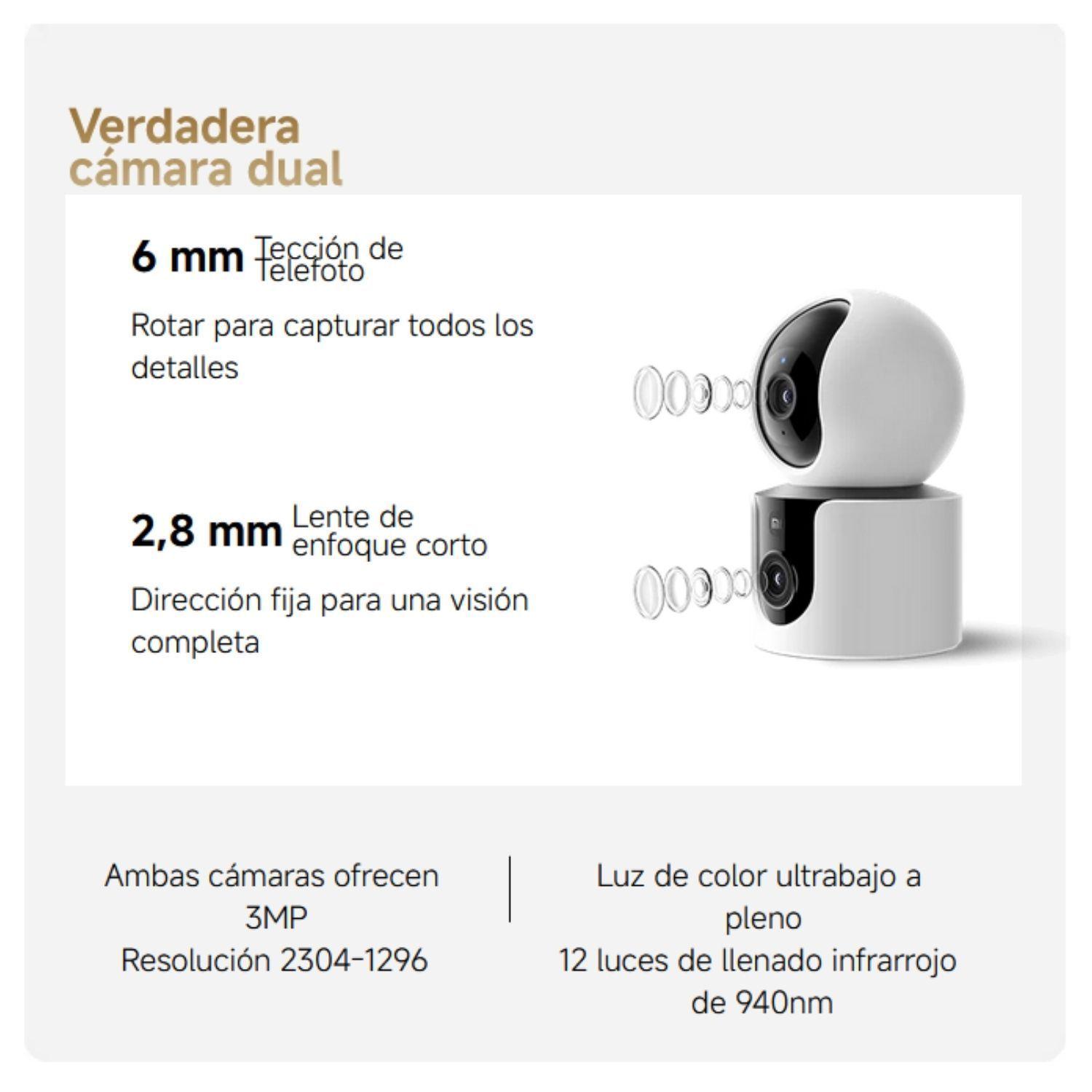 Xiaomi Cámara de Seguridad C300 Dual Doble lente de 3 MP WiFi 6 Blanco-7
