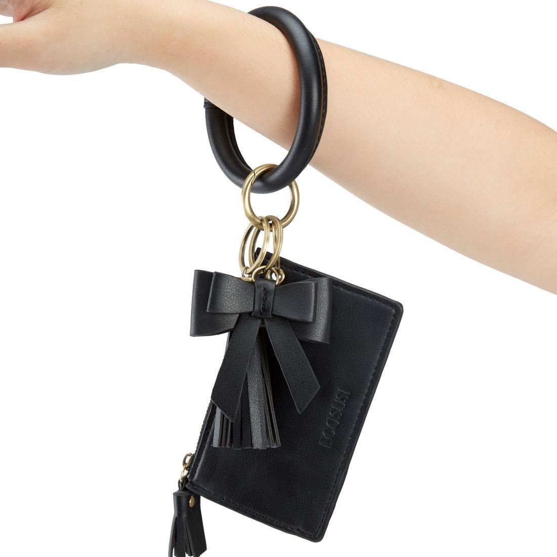 Ecosusi Llavero de pulsera con borla y lazo  - negro-6