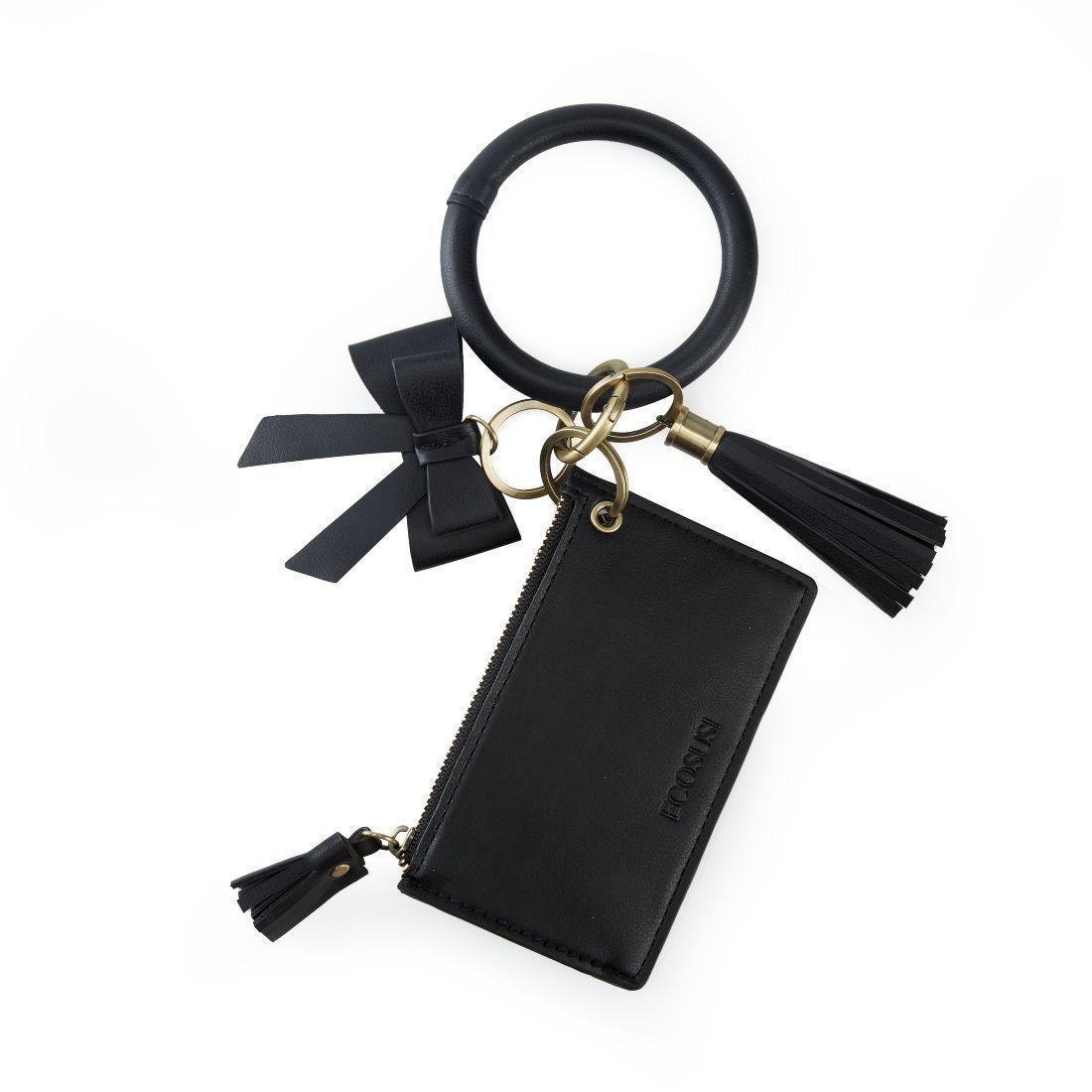 Ecosusi Llavero de pulsera con borla y lazo  - negro-0